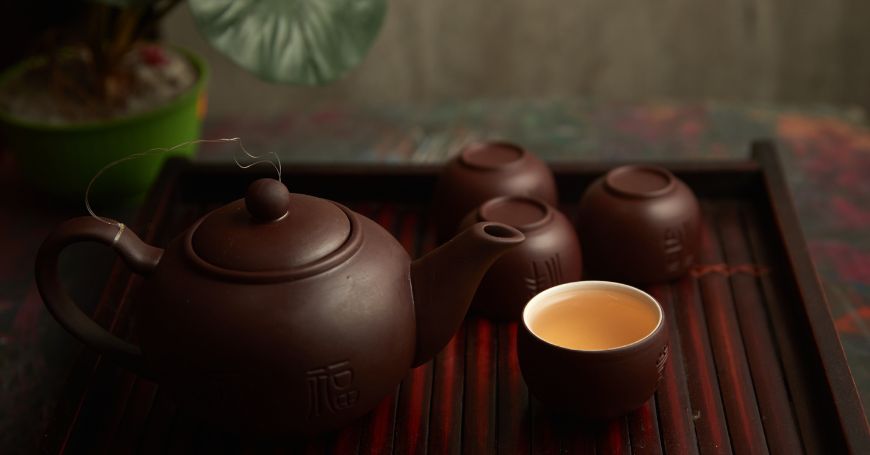 set da tè per preparazione del tè oolong